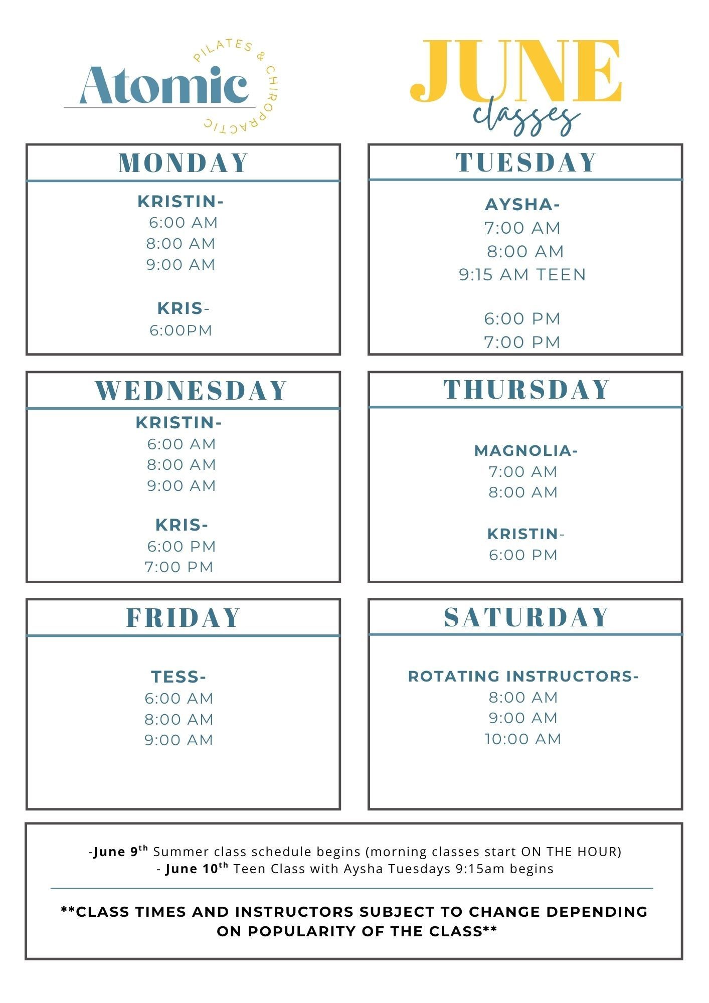 June Weekly Schedule  (1)